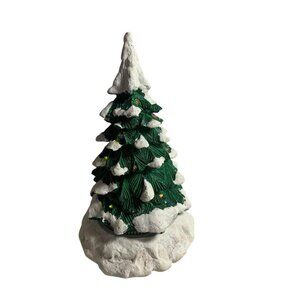 Village Lighted Snow Capped Revolving Christmas Tree Decoration